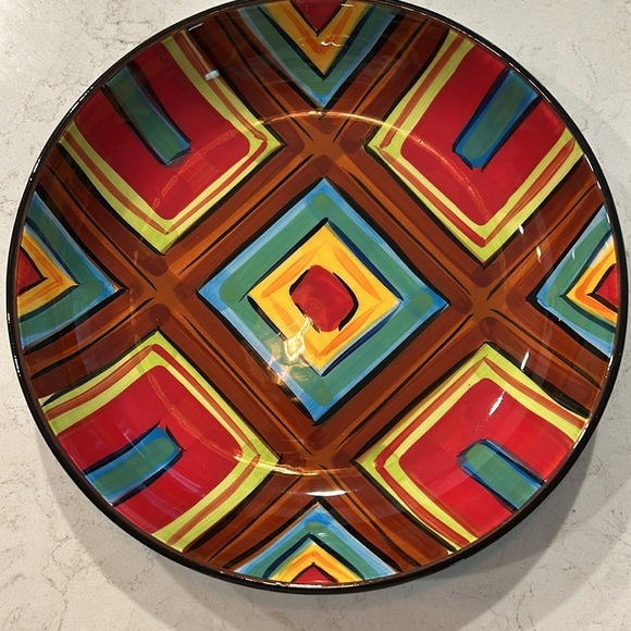 Southern Living at Home Gail Pittman Brio Large Bowl Red Brown Yellow - Picture 4 of 4